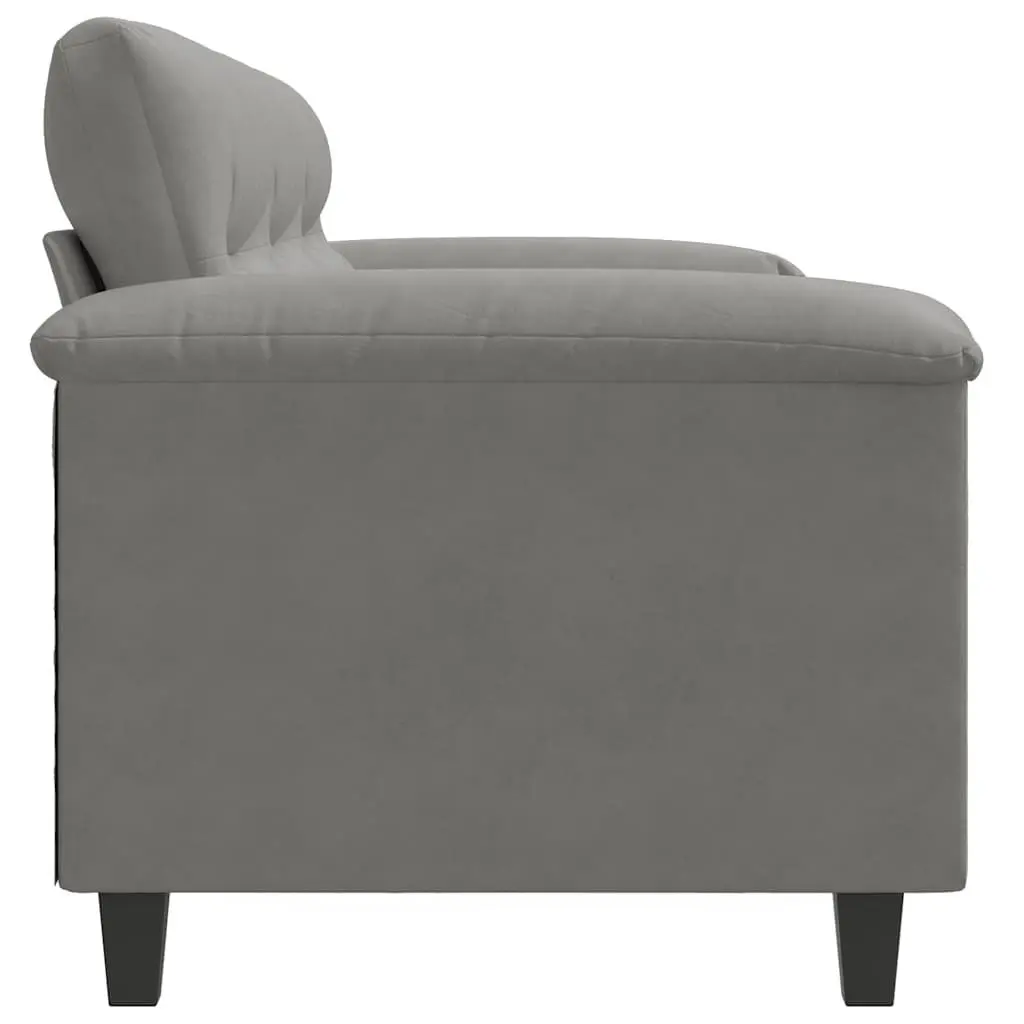3-Seater Sofa Grey Microfibre Upholstered Lounge Couch Modern Living Room