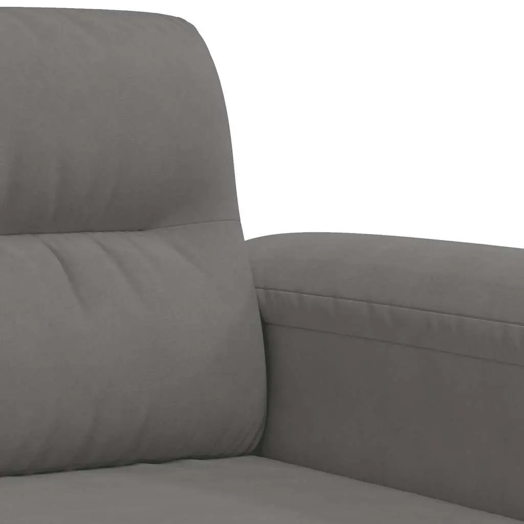 3-Seater Sofa Grey Microfibre Upholstered Lounge Couch Modern Living Room