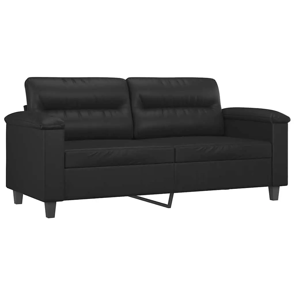 2-Seater Sofa Living Room Black 140cm Modern Couch