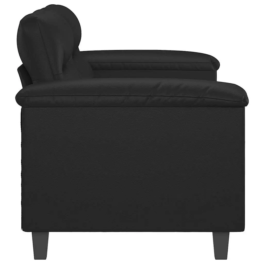 2-Seater Sofa Living Room Black 140cm Modern Couch