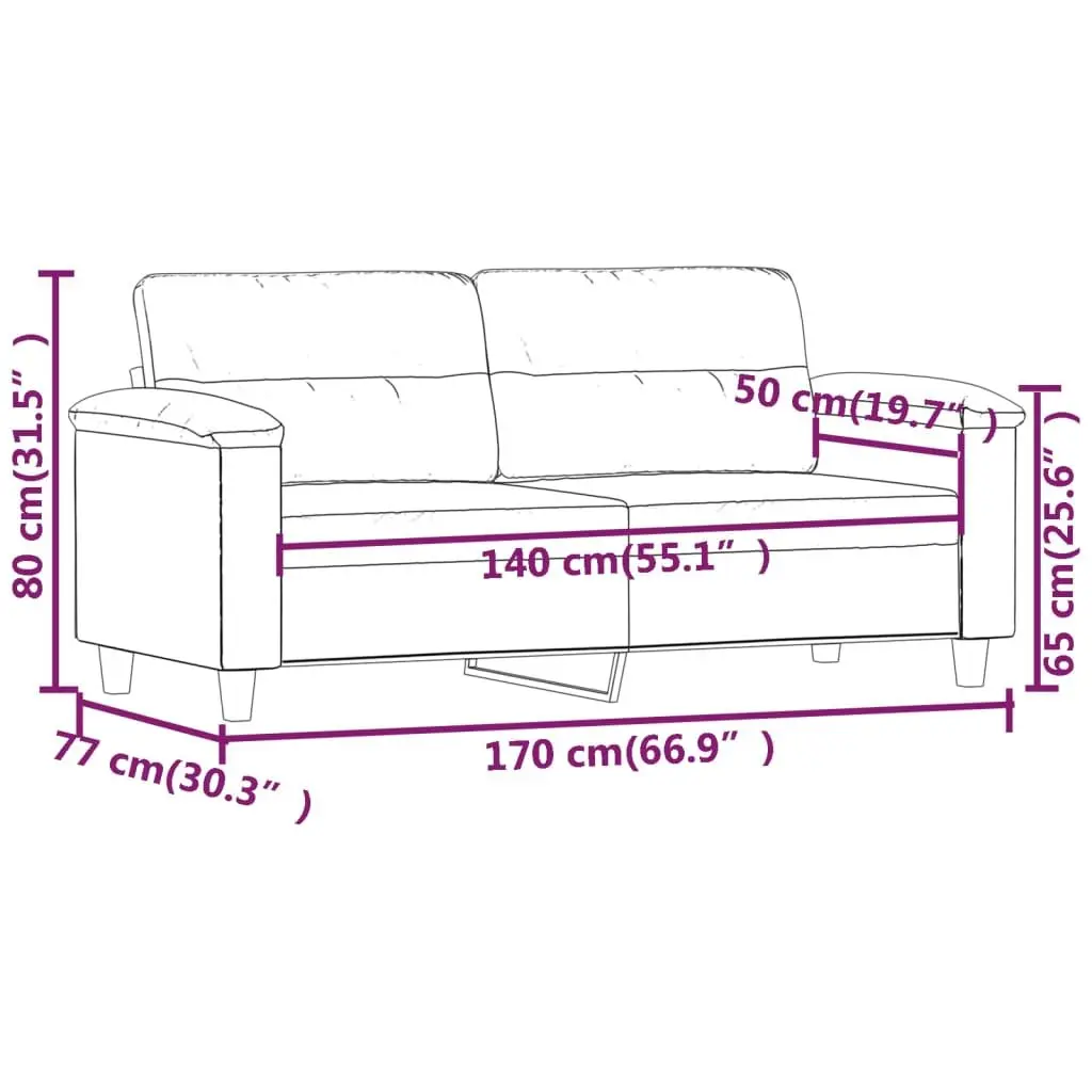 2-Seater Sofa Living Room Black 140cm Modern Couch