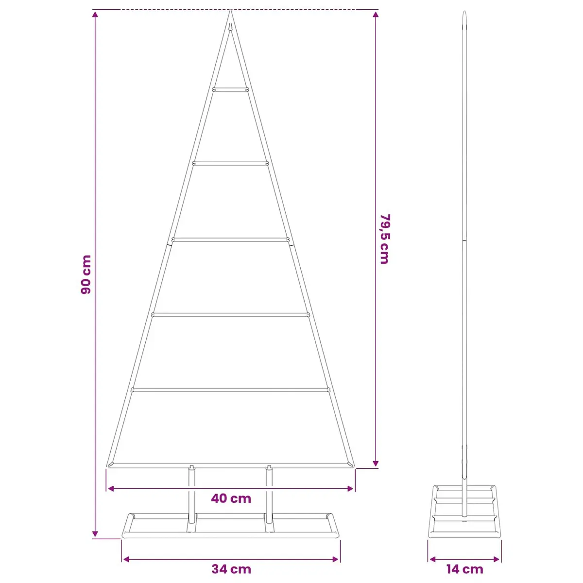 90cm Black Metal Christmas Tree Frame
