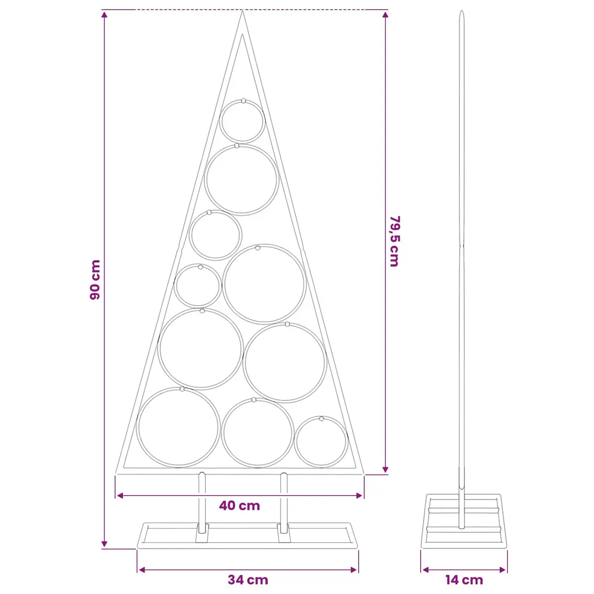 90cm Black Metal Christmas Tree Frame