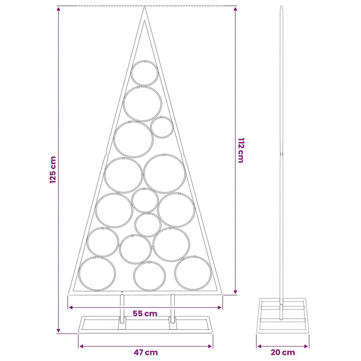 Black Metal Tree Frame 125cm DIY Holiday Decoration Modern Home Use