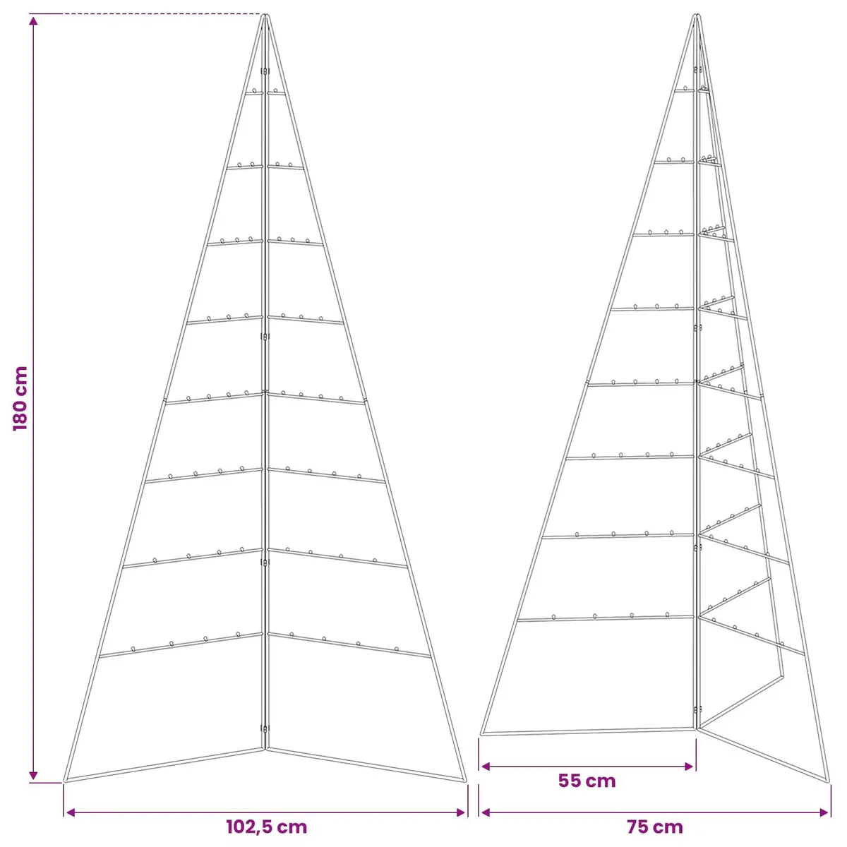 DIY Metal Frame for Christmas Tree 180cm Black Modern Decoration