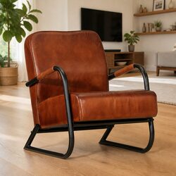 Brown Leather Armchair Single Sofa Chair Lounge Seat Living Room Furniture