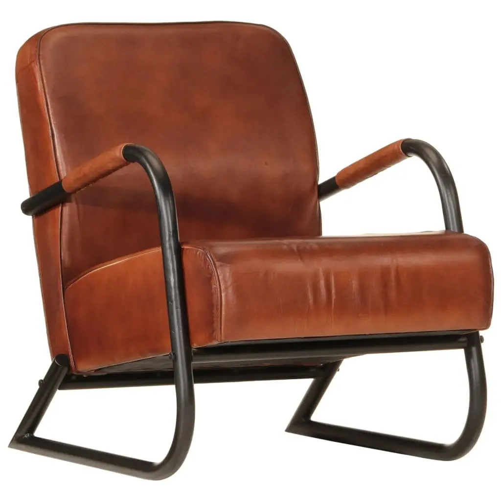 Brown Leather Armchair Living Room Single Sofa Chair