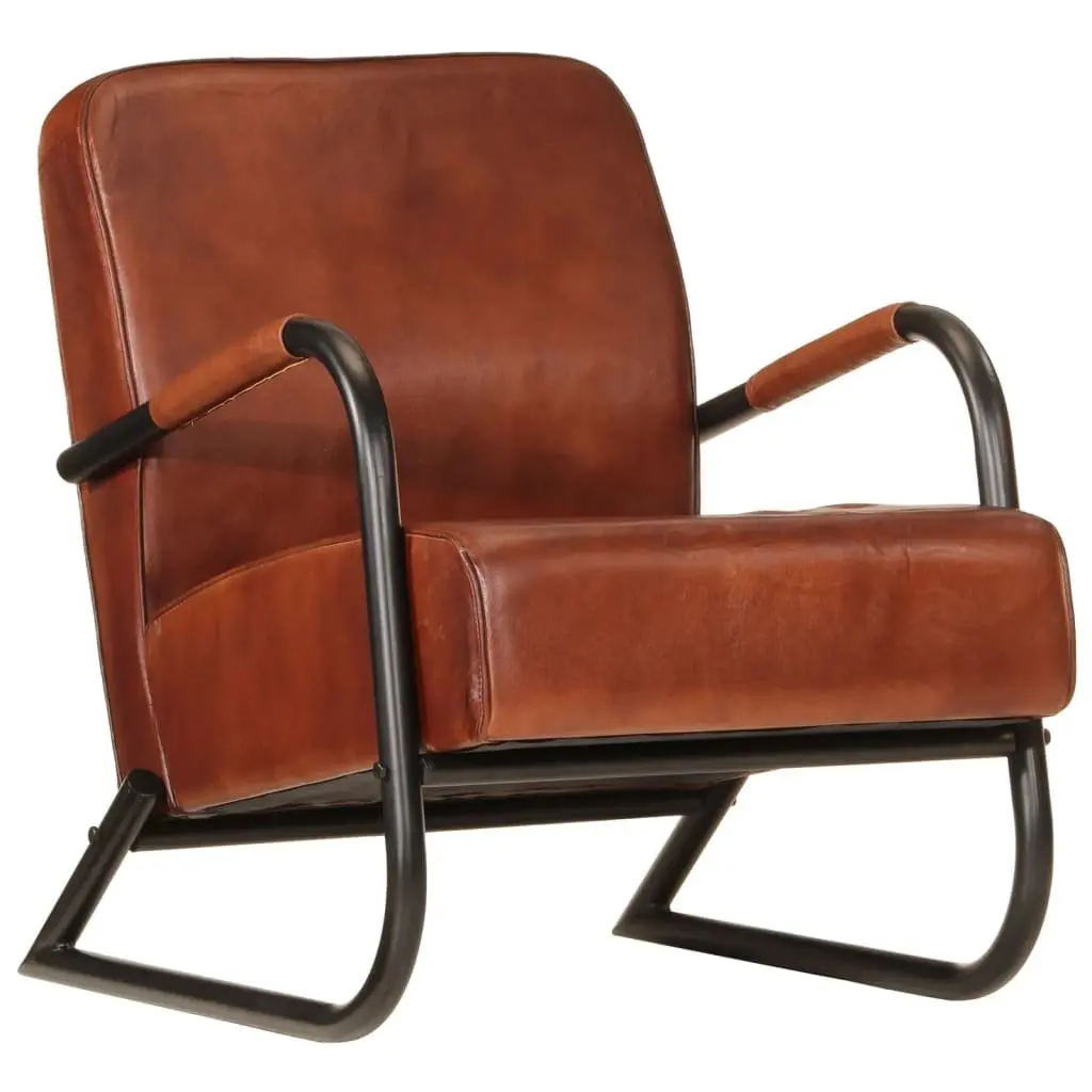Brown Leather Armchair Living Room Single Sofa Chair