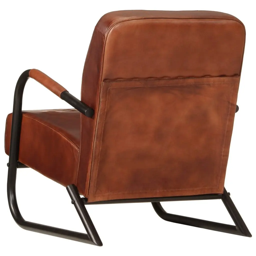 Brown Leather Armchair Living Room Single Sofa Chair