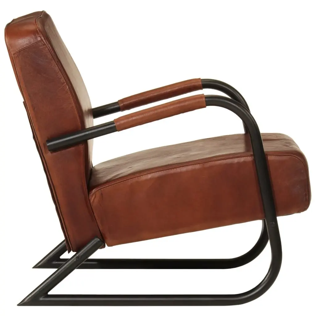 Brown Leather Armchair Living Room Single Sofa Chair