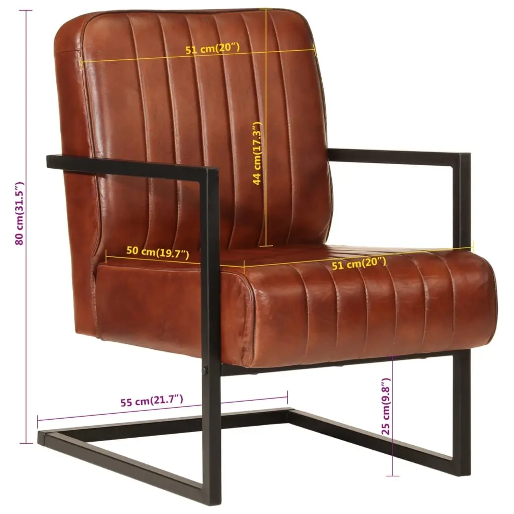 Sofa Chair Living Room Brown Leather Armchair