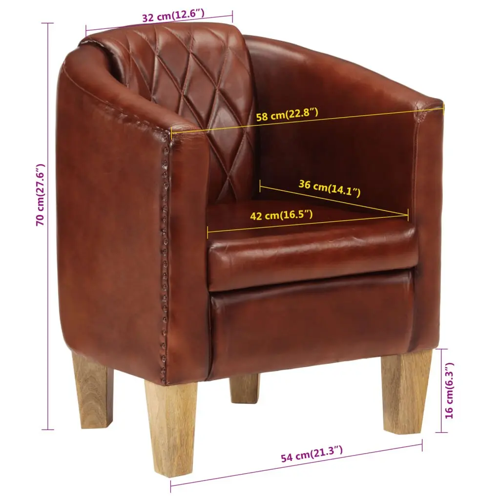 Brown Tub Chair with Padded Seat