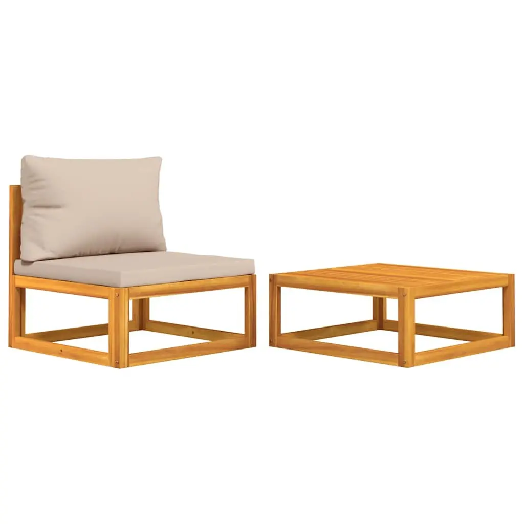 Garden Sofa Set with Cushions and Solid Wood Table