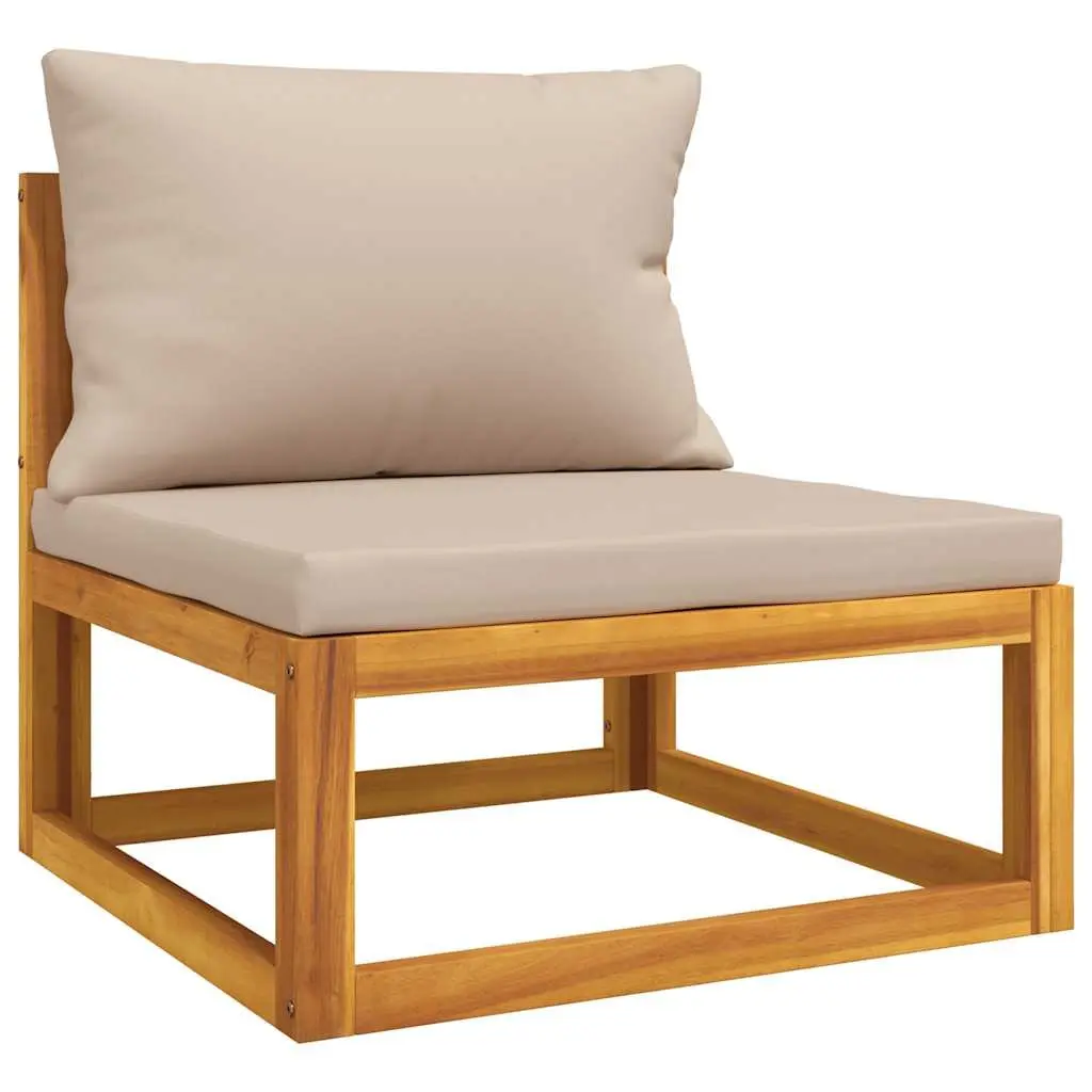 Garden Sofa Set with Cushions and Solid Wood Table