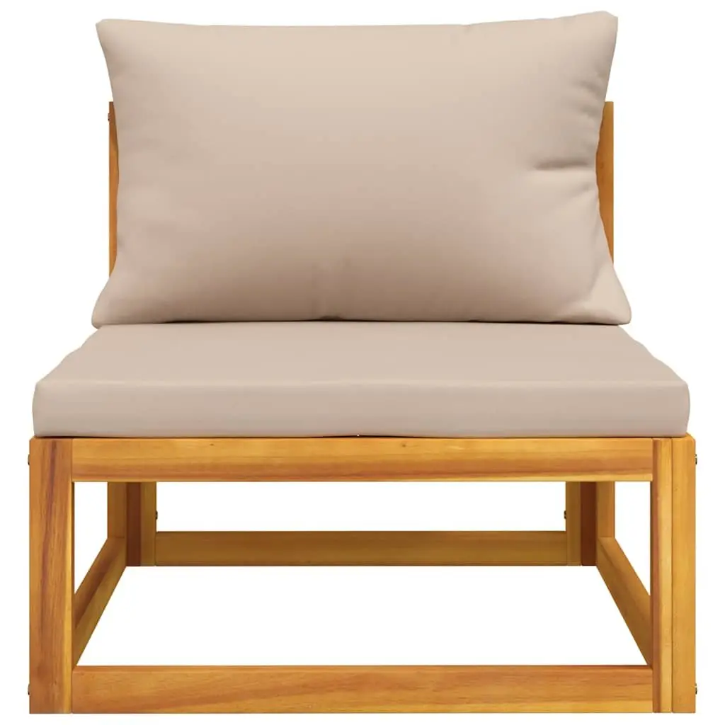 Garden Sofa Set with Cushions and Solid Wood Table
