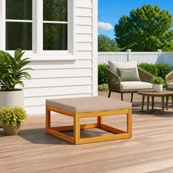 Footrest Specifications: Solid Acacia Wood with Taupe Cushion