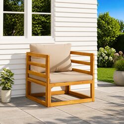 Garden Chair Specifications: Solid Acacia Wood with Taupe Cushions