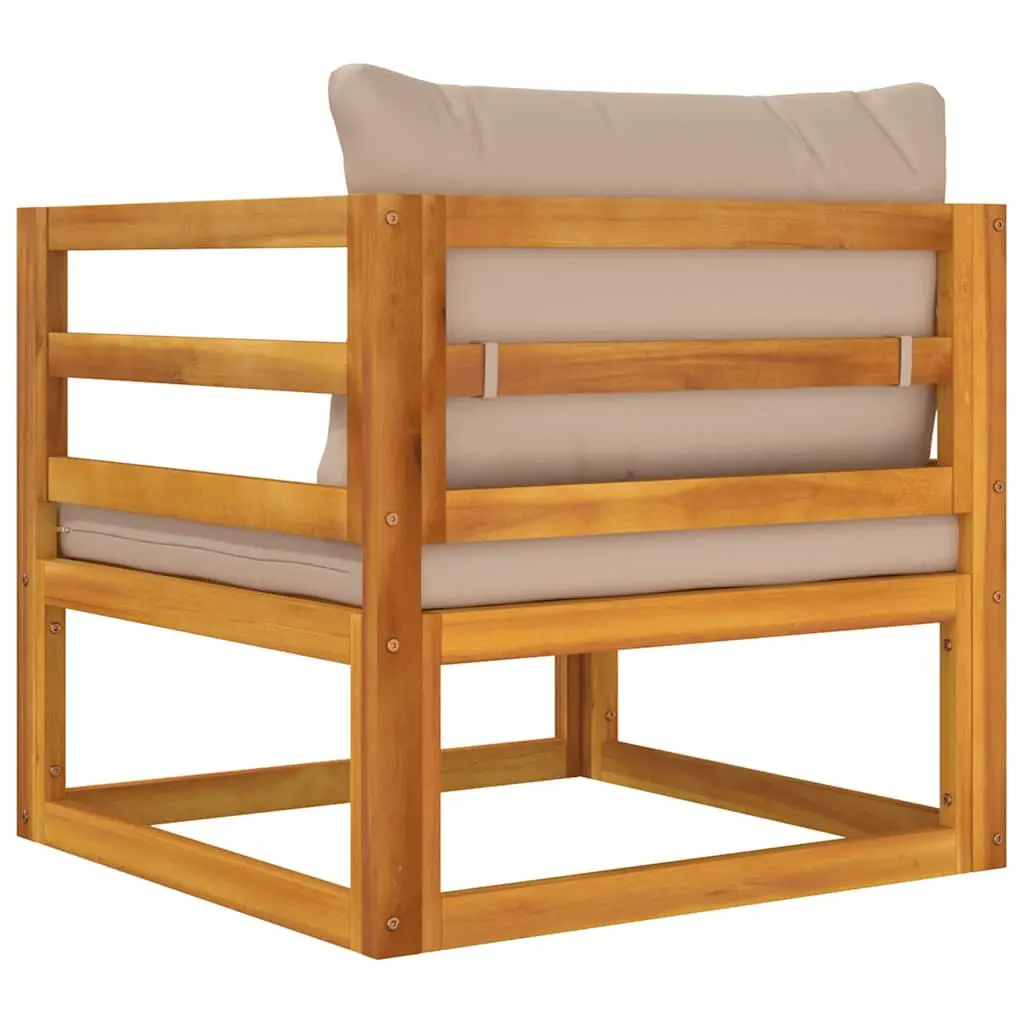 Outdoor Garden Chair Solid Acacia Wood Backrest Taupe Padded Cushion Seating