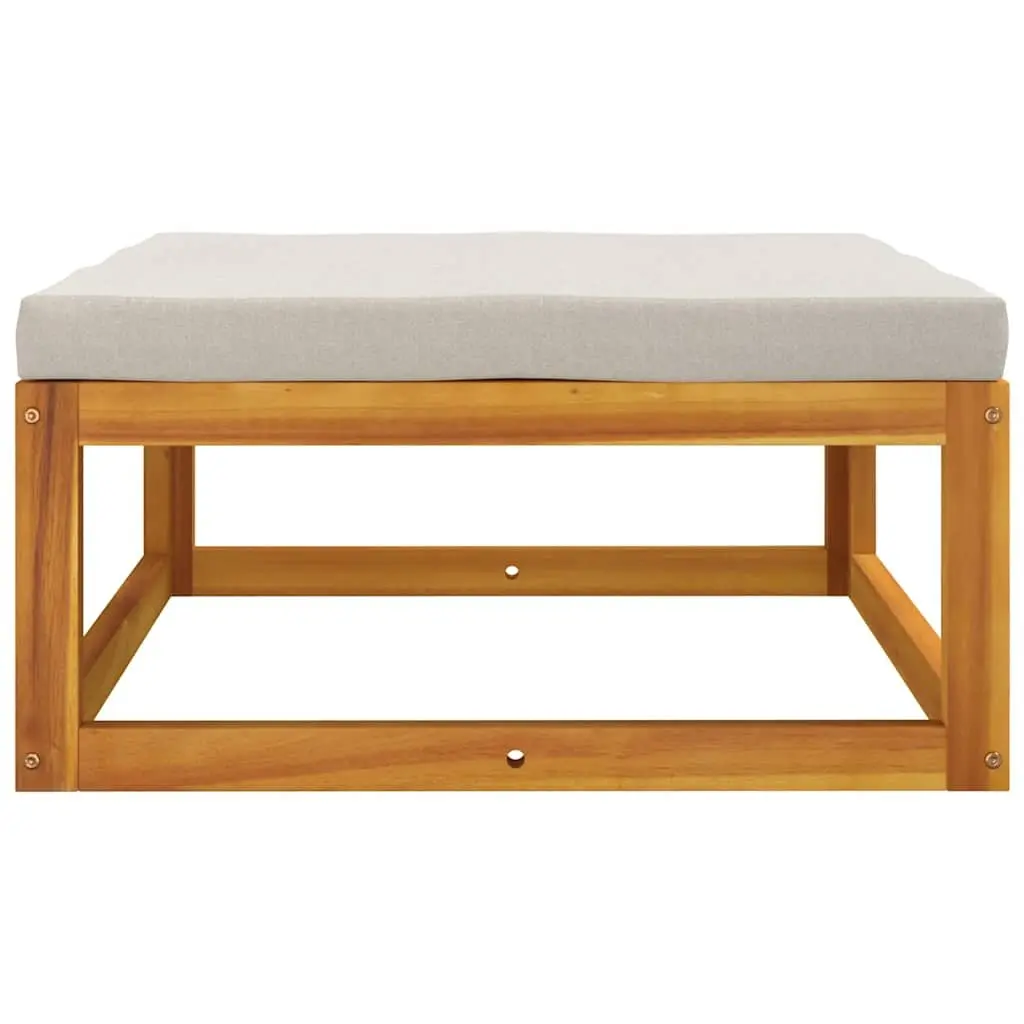 3 Piece Outdoor Garden Lounge Set Grey Cushions Solid Acacia Wood Coffee Table