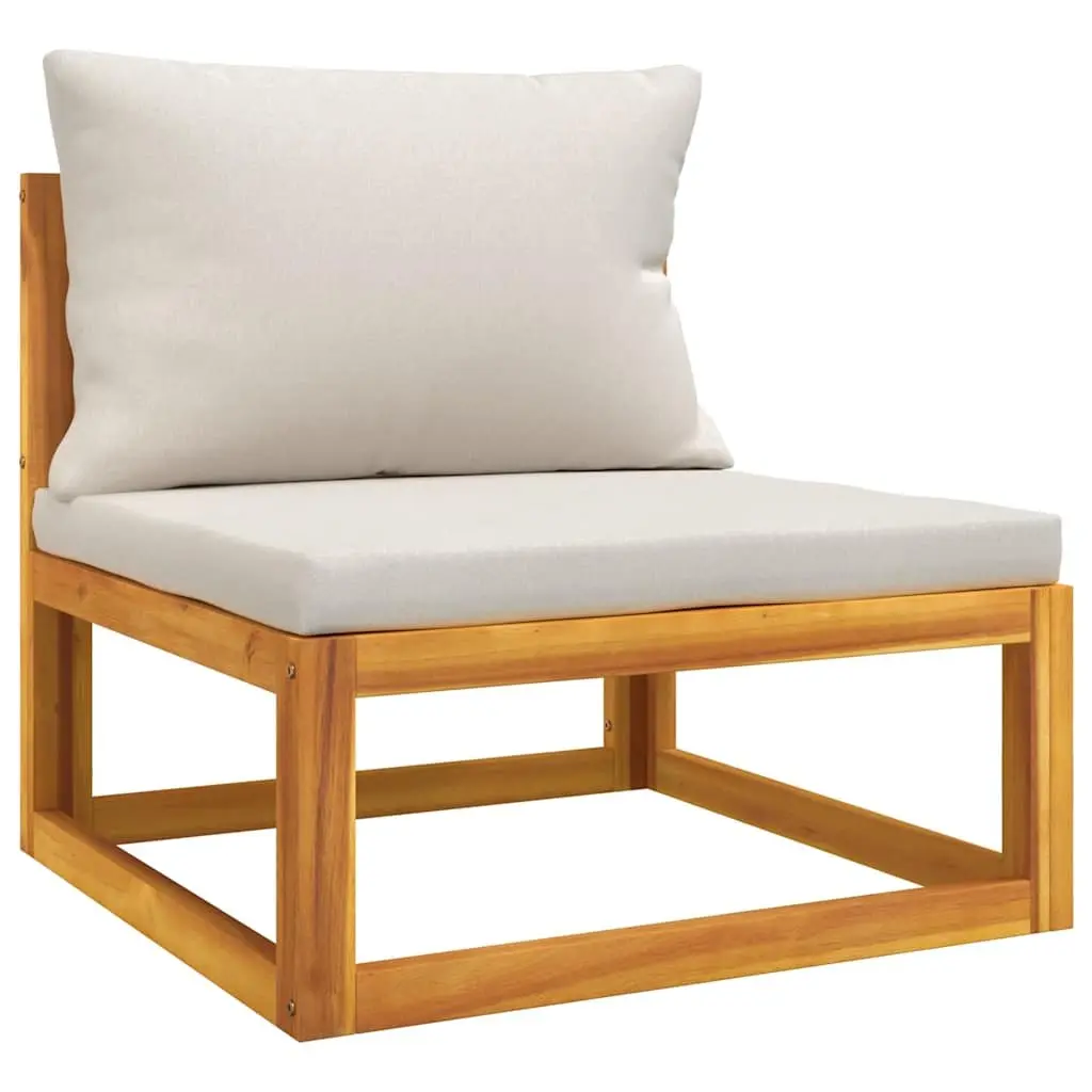 3 Piece Outdoor Garden Lounge Set Grey Cushions Solid Acacia Wood Coffee Table