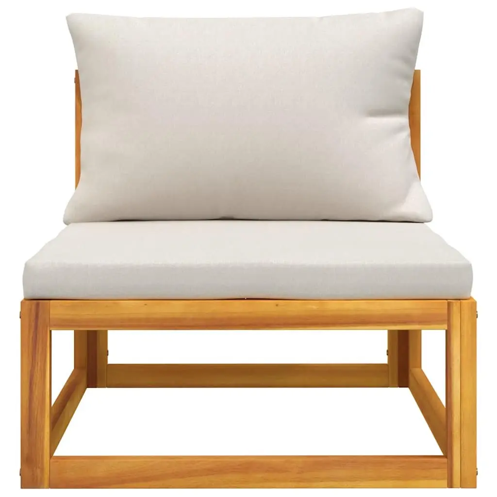 3 Piece Outdoor Garden Lounge Set Grey Cushions Solid Acacia Wood Coffee Table