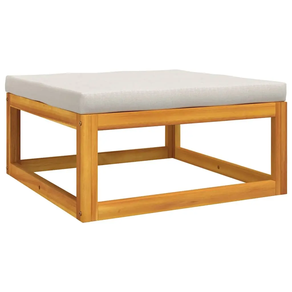 3 Piece Outdoor Garden Lounge Set Grey Cushions Solid Acacia Wood Coffee Table