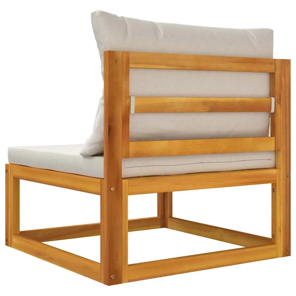 Outdoor Middle Sofa Garden Modular Solid Acacia Wood with Grey Cushions