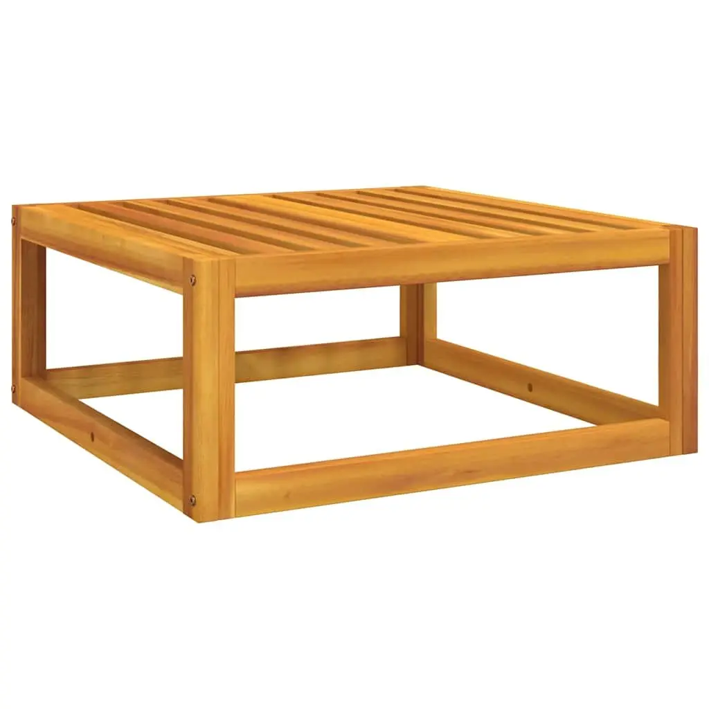 Outdoor Footrest Garden Patio Ottoman with Grey Cushion Solid Acacia Wood