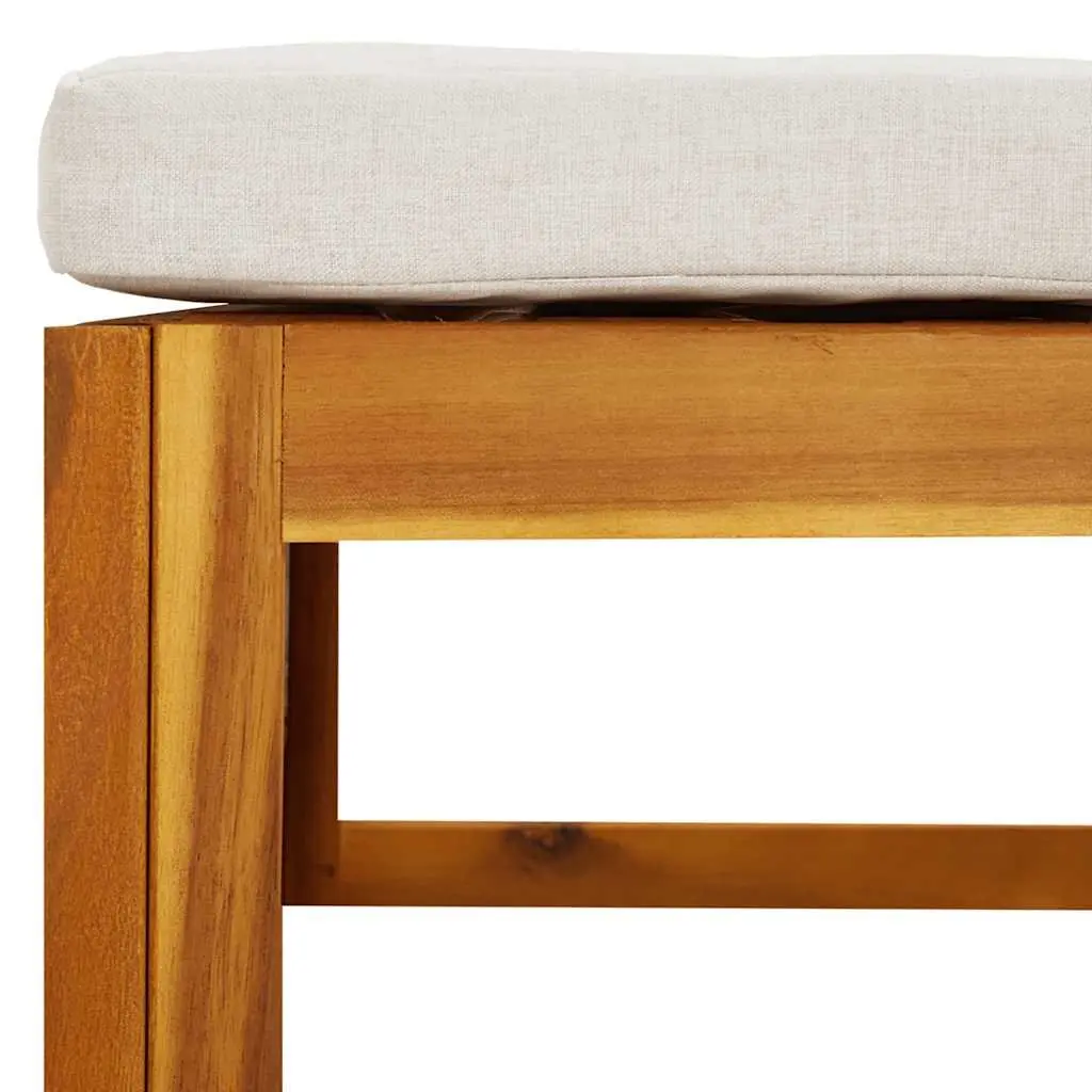 Outdoor Footrest Garden Patio Ottoman with Grey Cushion Solid Acacia Wood