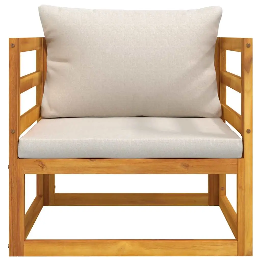 Garden Chair Outdoor Use Solid Acacia Wood with Light Grey Cushions