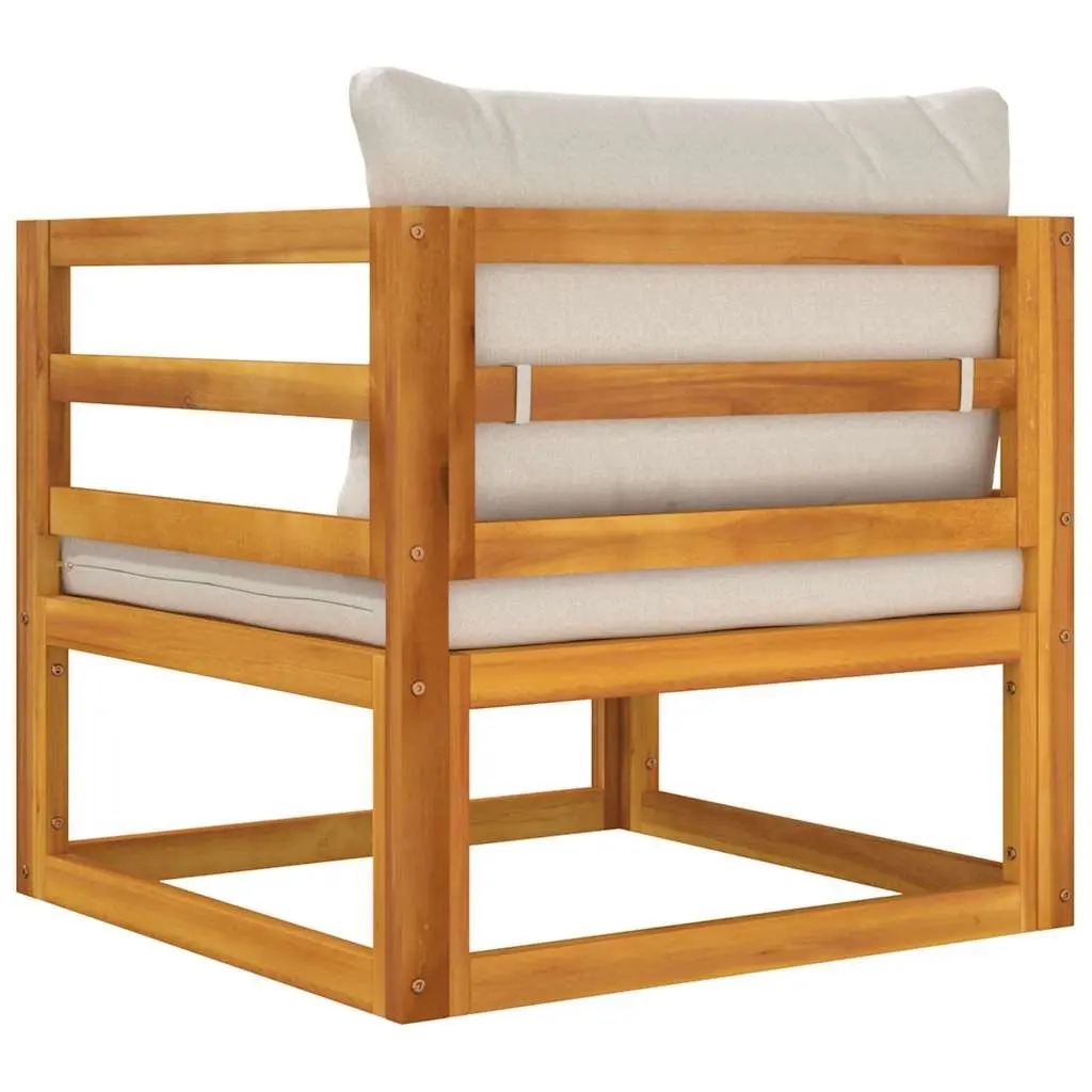 Garden Chair Outdoor Use Solid Acacia Wood with Light Grey Cushions