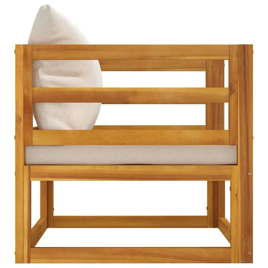 Garden Chair Outdoor Use Solid Acacia Wood with Light Grey Cushions