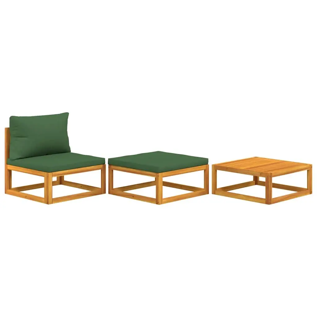 3 Piece Outdoor Lounge Set for Garden Patio Acacia Wood with Cushions