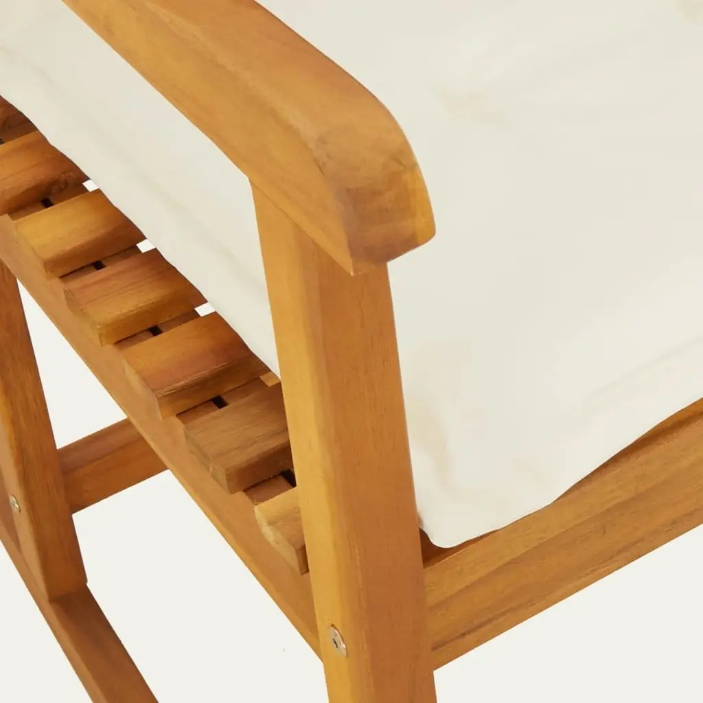 Rocking Chair Solid Acacia Wood with Cushions Indoor Outdoor Relaxation Seating