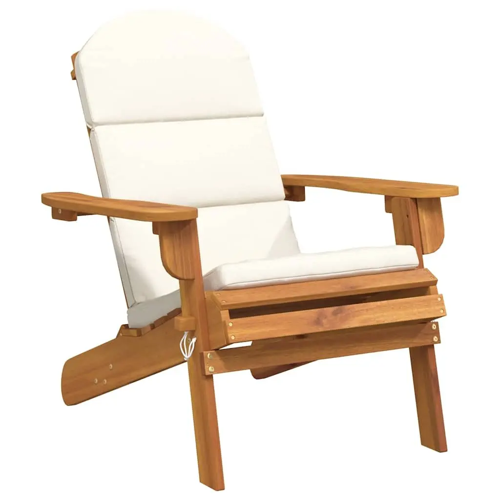 Adirondack Garden Chair Solid Wood Outdoor Lounge Seat with Cushions Foldable