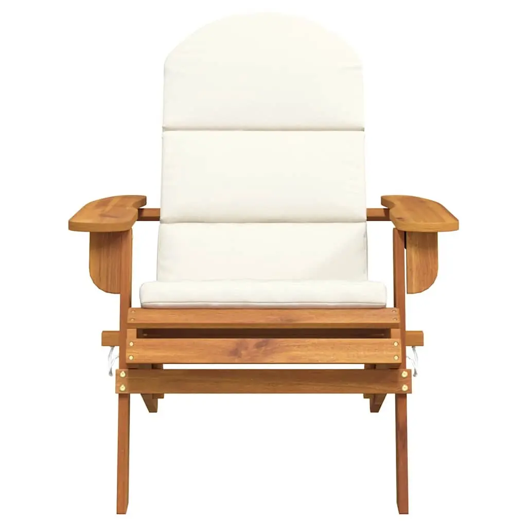 Adirondack Garden Chair Solid Wood Outdoor Lounge Seat with Cushions Foldable