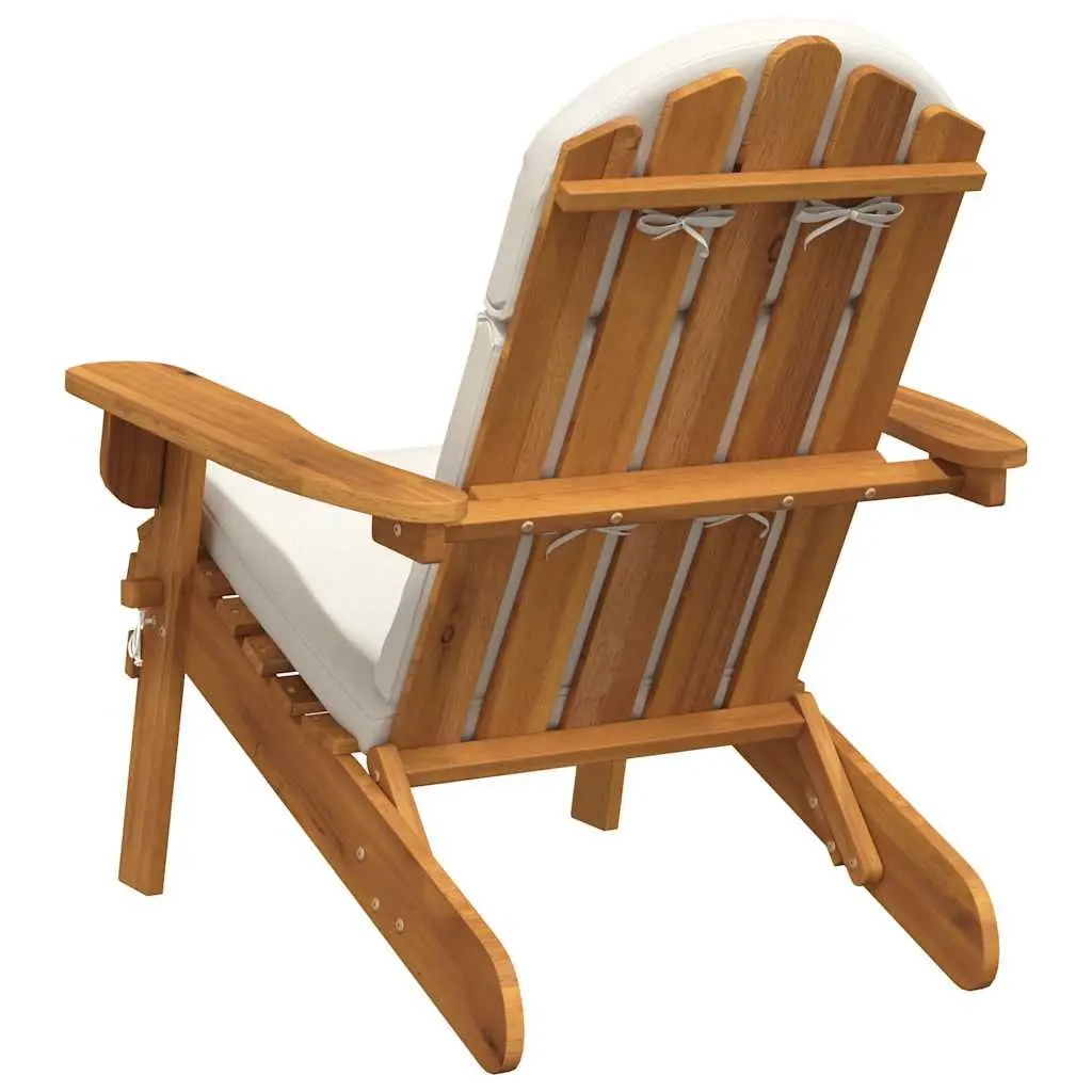 Adirondack Garden Chair Solid Wood Outdoor Lounge Seat with Cushions Foldable