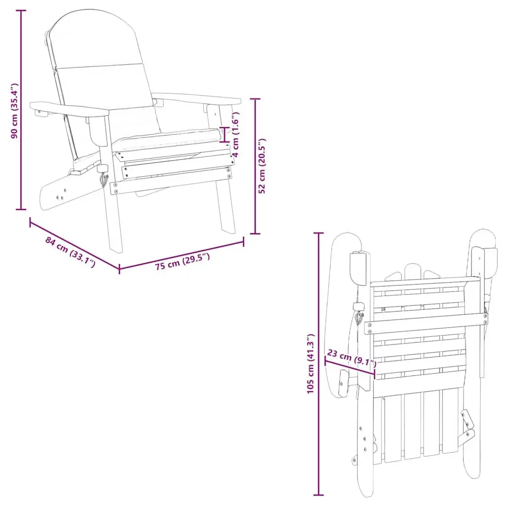 Adirondack Garden Chair with Cushions