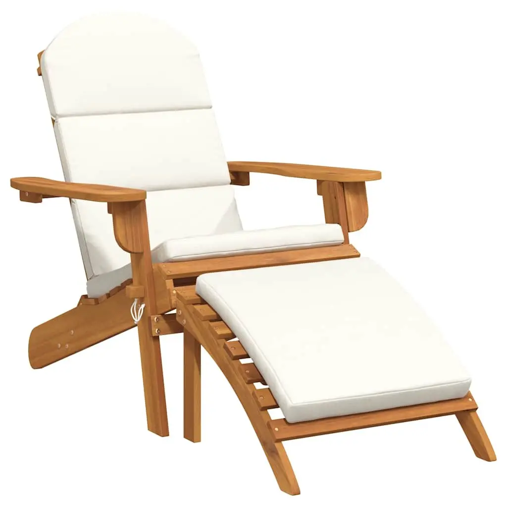 Adirondack Garden Chair Footrest Outdoor Seating Solid Acacia Wood
