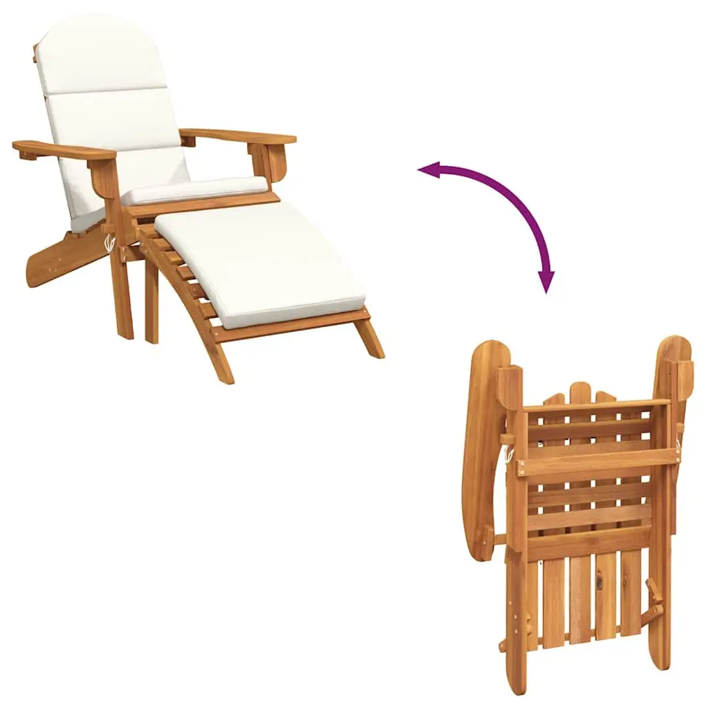 Adirondack Garden Chair Footrest Outdoor Seating Solid Acacia Wood