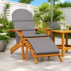 Solid Acacia Wood Adirondack Chair with Footrest