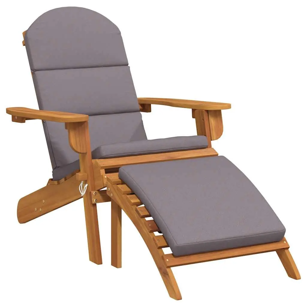 Adirondack Chair for Outdoor Use with Integrated Footrest Foldable Wooden Seat
