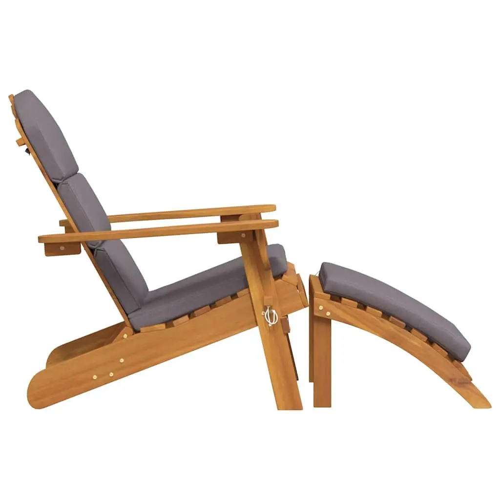 Adirondack Chair for Outdoor Use with Integrated Footrest Foldable Wooden Seat