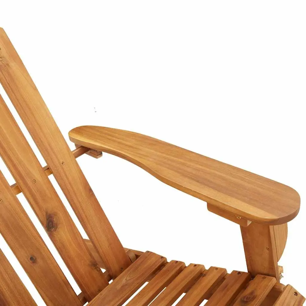 Adirondack Chair for Outdoor Use with Integrated Footrest Foldable Wooden Seat