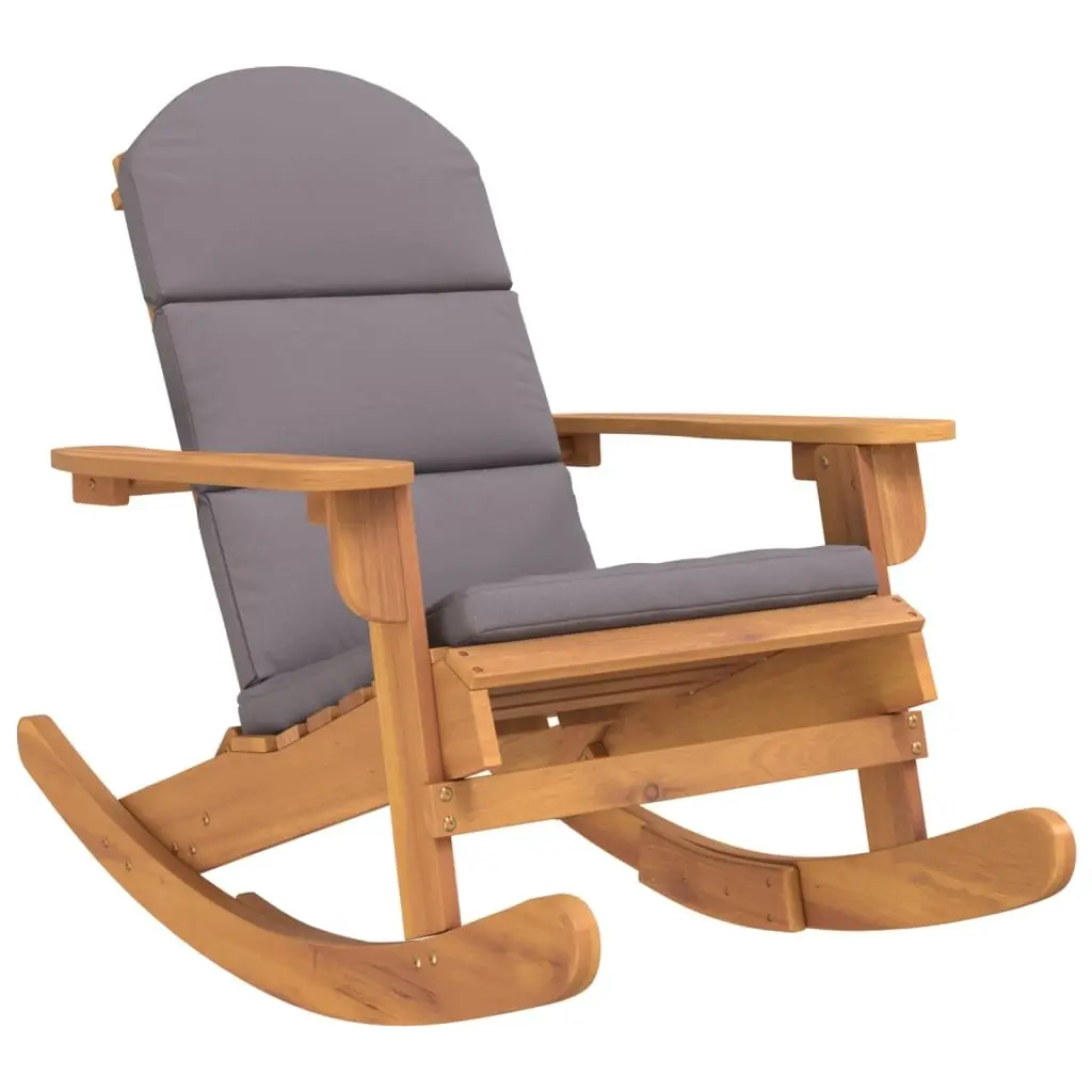 Adirondack Rocking Chair Outdoor Garden Patio Solid Wood Acacia with Cushions