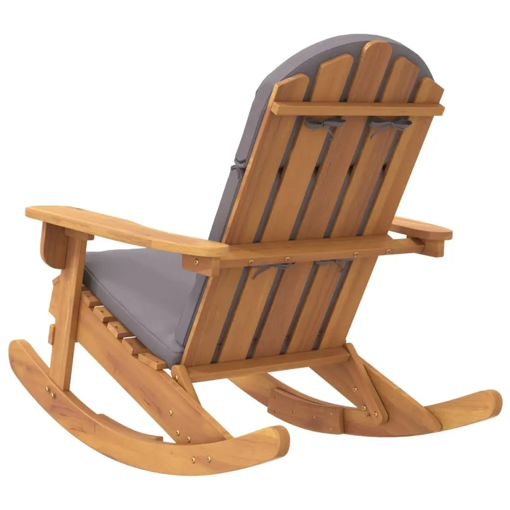 Adirondack Rocking Chair Outdoor Garden Patio Solid Wood Acacia with Cushions