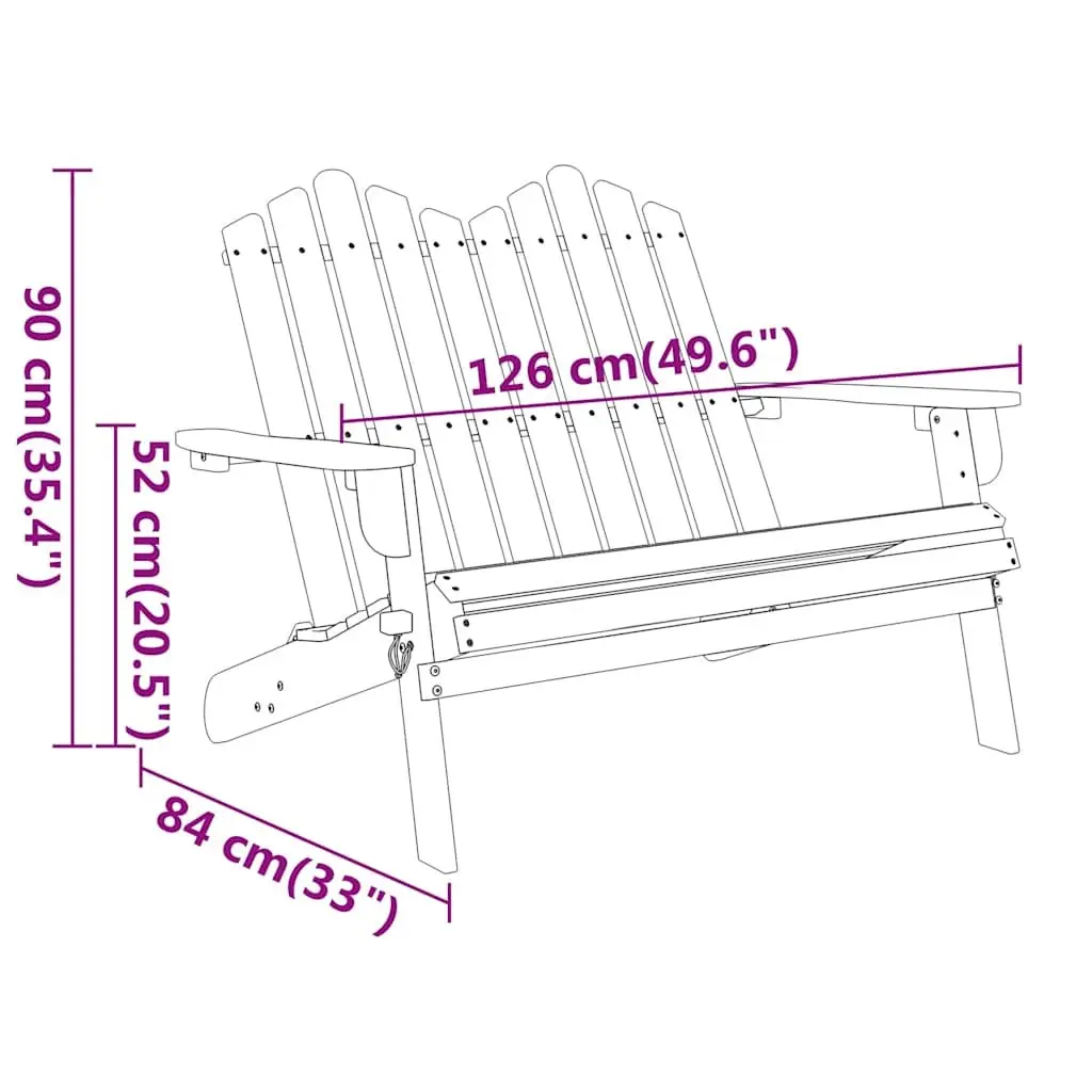 Adirondack Garden Bench 126cm Wooden Outdoor Seating Foldable Patio Furniture