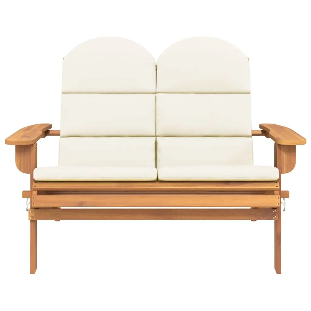 Adirondack Garden Bench Outdoor Seating 126 cm Solid Wood with Cushions Foldable
