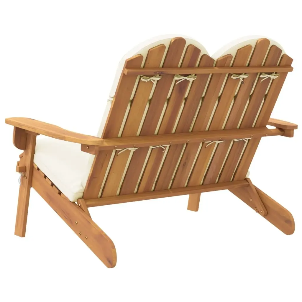 Adirondack Garden Bench Outdoor Seating 126 cm Solid Wood with Cushions Foldable