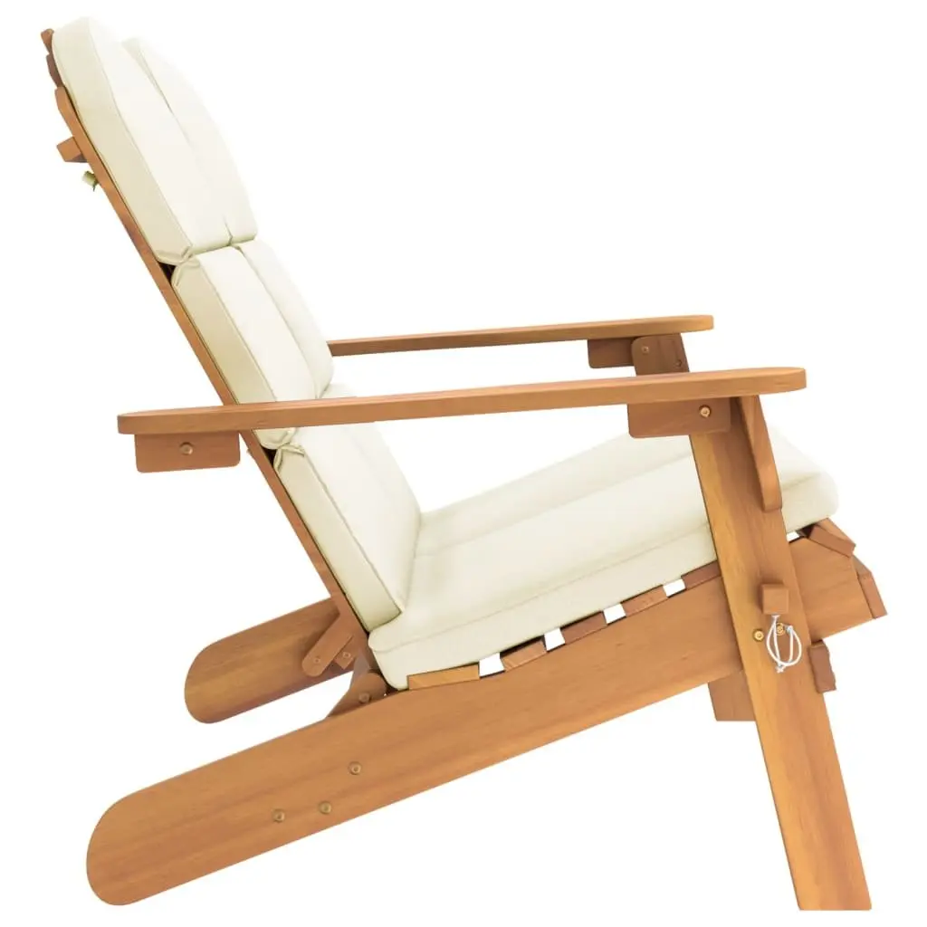 Adirondack Garden Bench Outdoor Seating 126 cm Solid Wood with Cushions Foldable